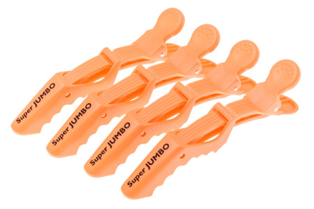 Зажимы пластиковые усиленные JUMBO 4 шт, оранжевые