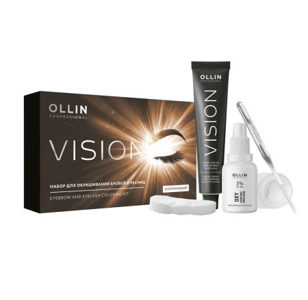 Набор Ollin Vision для окрашивания бровей и ресниц, коричневый