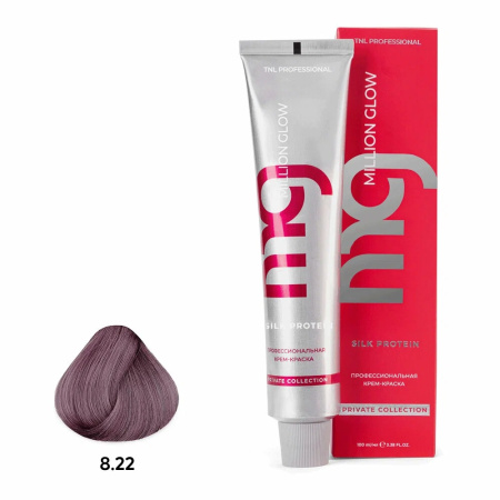 Крем-краска TNL Million Glow Private 8.22 светлый блонд интенсивный фиолетовый, 100 мл