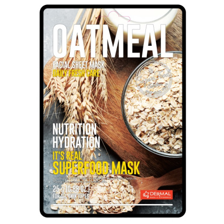 DERMAL It's Real SuperfoodMask Oatmeal Маска для лица с экстрактом овса 25 г
