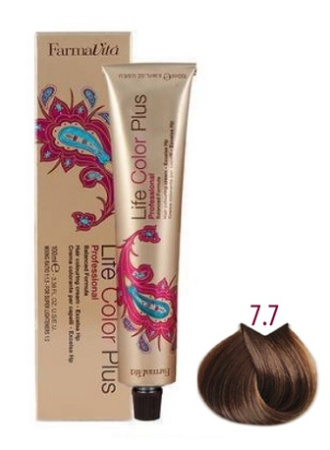 Крем-краска Farmavita Life Color Plus 7.7 очень светлый коричневый кашемир, 100 мл