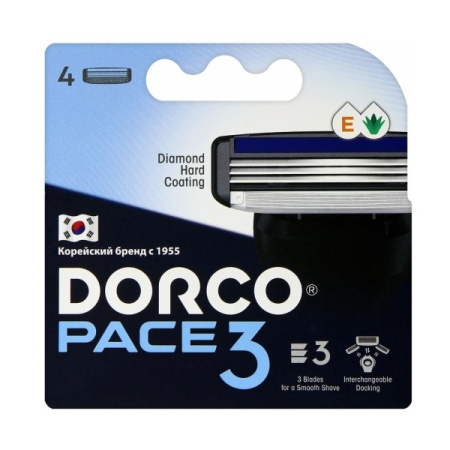 DORCO PACE3 NEW (4шт). Кассеты с 3-мя лезвиями