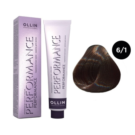 Перманентная крем-краска Ollin Performance 6/1 темно-русый пепельный, 60 мл
