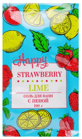 Соль для ванн с пеной Happy "Клубника и лайм", 100 г 