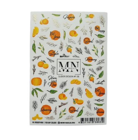 Слайдер-дизайн для ногтей Miw Nails F-38