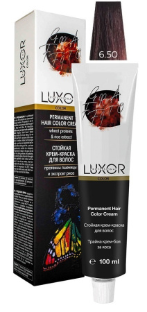 LUXOR Professional Стойкая крем-краска 6.50 темный блондин интенсивный махагон, 100 мл
