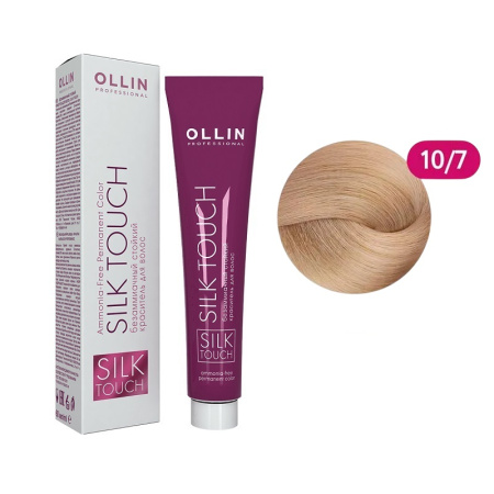 Безаммиачный стойкий краситель Ollin Silk Touch 10/7 светлый блондин коричневый, 60 мл