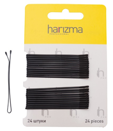 Невидимки 60 мм прямые черные, 24 шт