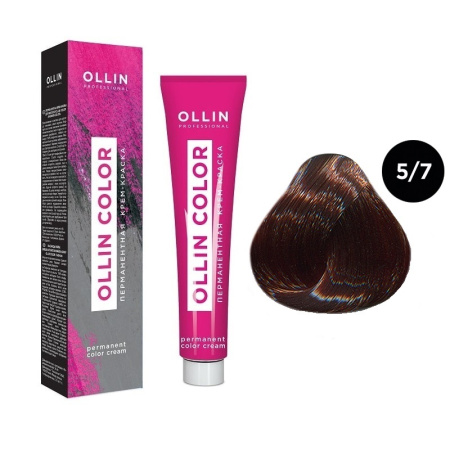 Перманентная крем-краска для волос Ollin Color 5/7 светлый шатен коричневый, 100 мл