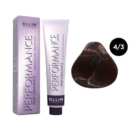 Перманентная крем-краска Ollin Performance 4/3 шатен золотистый, 60 мл