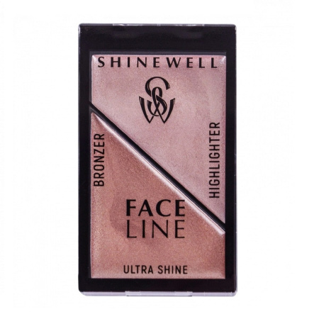 Набор моделирующий для лица (хайлайтер+бронзер) Shinewell, т. 02, 5,6 г