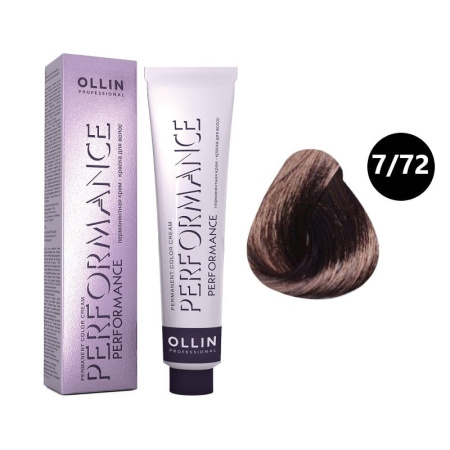 Перманентная крем-краска Ollin Performance 7/72 русый коричнево-фиолетовый, 60 мл
