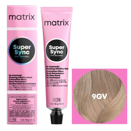 Краска для волос Matrix Super Sync Pre-Bonded 9GV оч. св. блондин золотистый перламутр., 90 мл