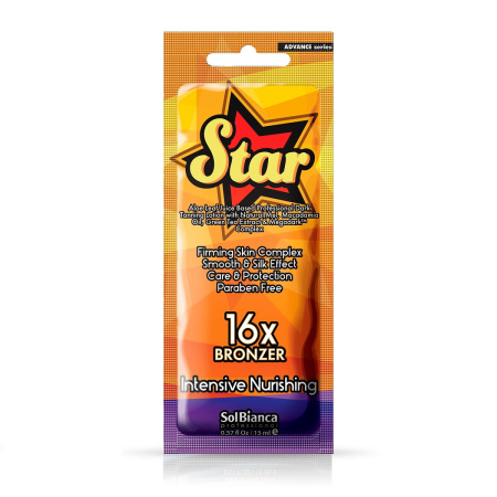 Крем для загара SolBianca Advance Star 16х bronzer с экстрактами алоэ и зеленого чая, 15 мл