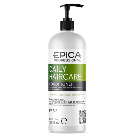 Кондиционер Epica Daily Haircare для ежедневного ухода с маслом бабассу и зеленого чая, 1000 мл