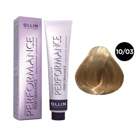 Перманентная крем-краска Ollin Performance 10/03 светлый блондин прозрачно-золот., 60 мл