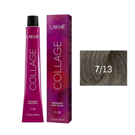 Крем-краска Lakme Collage 7/13 средний блондин пепельно-золотистый, 60 мл
