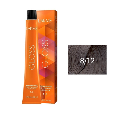 Крем-краска Lakme Gloss 8/12 светлый блондин пепельно-фиолетовый, 60 мл