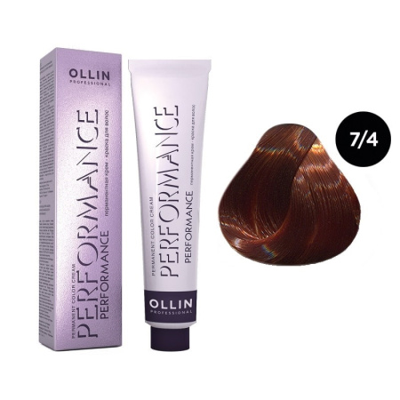 Перманентная крем-краска Ollin Performance 7/4 русый медный, 60 мл