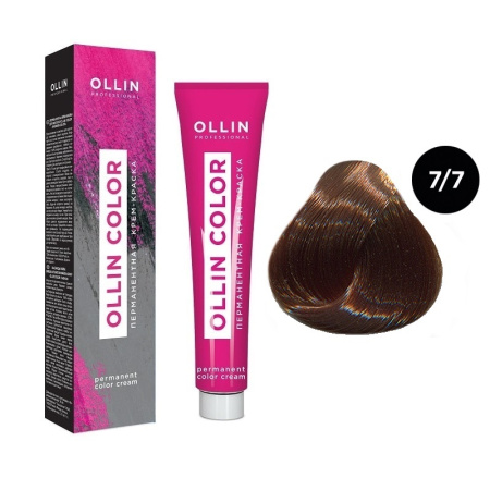 Перманентная крем-краска для волос Ollin Color 7/7 русый коричневый, 100 мл
