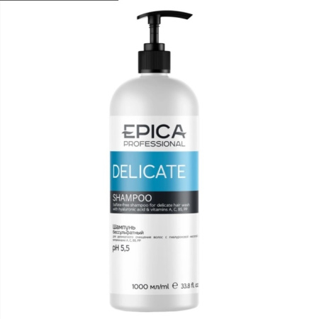 Шампунь бессульфатный Epica Delicate для деликатного очищения с гиалуроновой кислотой, 1000 мл