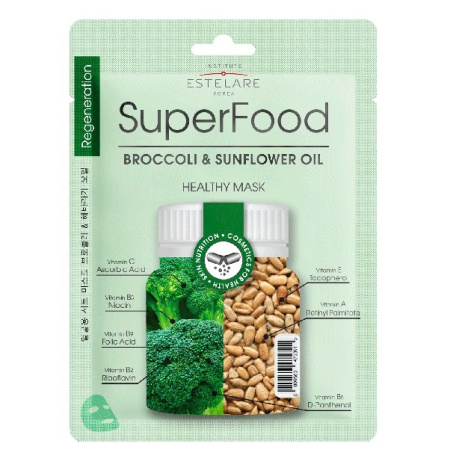 Institute Estelare Тканевая маска для лица SUPERFOOD Брокколи и Масло подсолнуха, 25 г