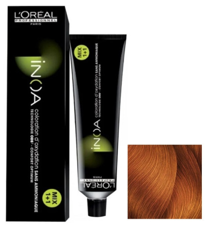 Краска для волос Loreal INOA, 7.44 блондин глуб. медный, 60 мл