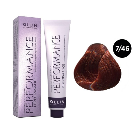 Перманентная крем-краска Ollin Performance 7/46 русый медно-красный, 60 мл