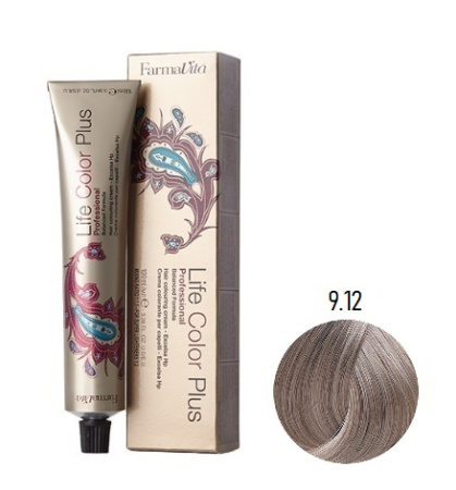 Крем-краска Farmavita Life Color Plus 9.12 очень светлый пепельный перламутровый блондин, 100 мл
