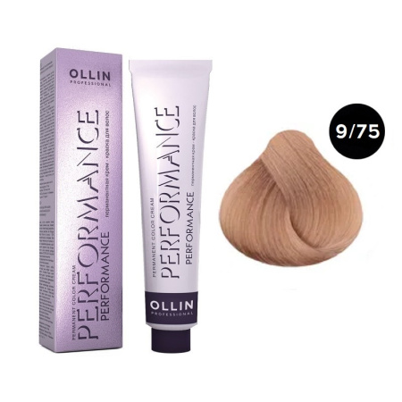 Перманентная крем-краска Ollin Performance 9/75 блондин коричнево-махагоновый, 60 мл