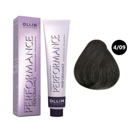 Перманентная крем-краска Ollin Performance 4/09 шатен прозрачно-зеленый, 60 мл