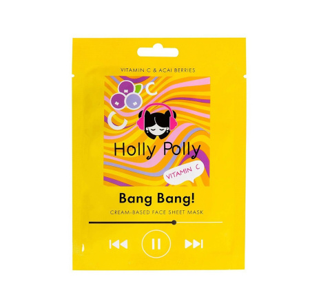 Тканевая маска для лица на кремовой основе Holly Polly Bang Bang! с витамином С и ягодами асаи, 22 г