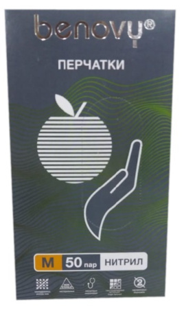 Перчатки Benovy нитриловые неопудр.текстур., зеленые, размер M, 100 шт