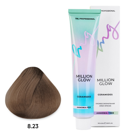 Безаммиачная крем-краска TNL Million Glow AFC Ceramides т.8.23, 100 мл