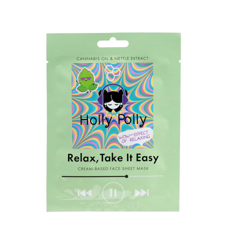 Holly Polly Тканевая маска для лица  Relax, Take It Easy с маслом Конопли и экстрактом Крапивы 