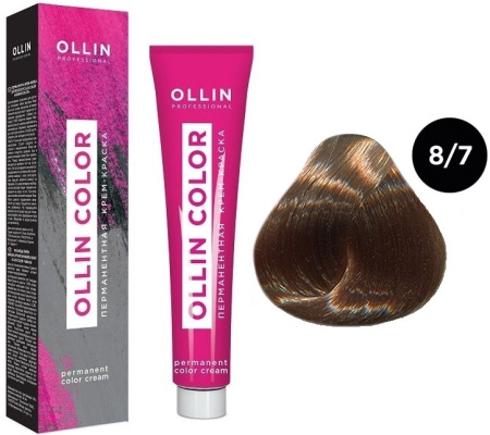 Перманентная крем-краска для волос Ollin Color 8/7 светло-русый коричневый, 100 мл