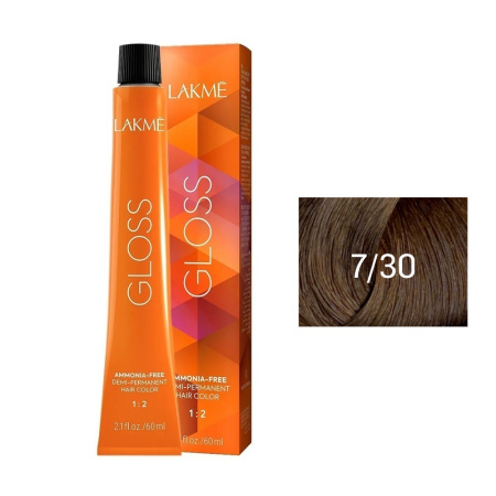 Крем-краска Lakme Gloss 7/30 средний блондин золотистый, 60 мл