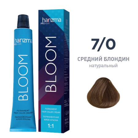 Крем-краска harizma PROhair Bloom 7/0 средний блондин натуральный, 100 мл