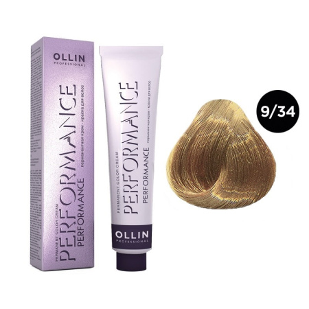 Перманентная крем-краска Ollin Performance 9/34 блондин золотисто-медный, 60 мл