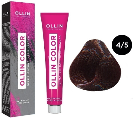 Перманентная крем-краска для волос Ollin Color 4/5 шатен махагоновый, 100 мл