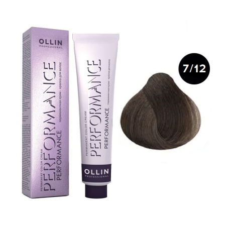 Перманентная крем-краска Ollin Performance 7/12 русый пепельно-фиолетовый, 60 мл