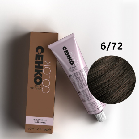 Крем-краска C:EHKO Color Explosion 6/72 темный блондин коричнево-пепельный, 60 мл