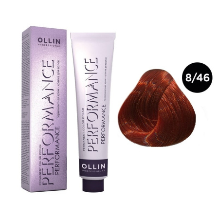 Перманентная крем-краска Ollin Performance 8/46 светло-русый медно-красный, 60 мл 