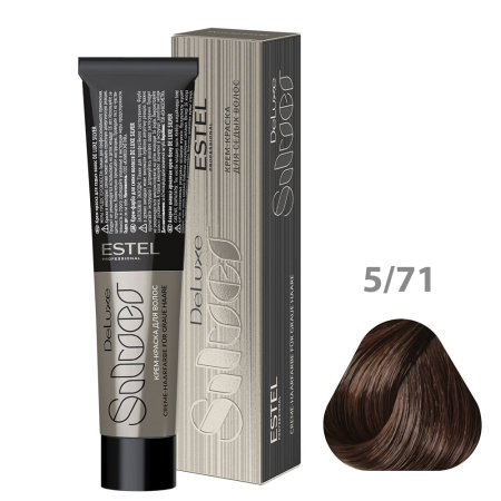 Краска для волос Estel De Luxe Silver 5/71 светлый шатен коричнево-пепельный, 60 мл