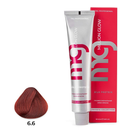 Крем-краска TNL Million Glow Private 6.6 темный блонд красный, 100 мл