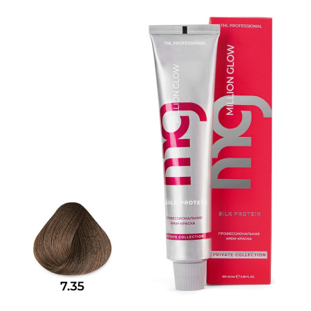 Крем-краска TNL Million Glow Private 7.35 блонд каштановый, 100 мл