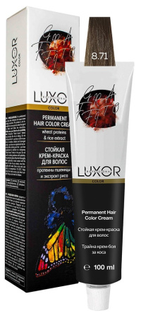 Перманентная крем-краска Luxor Professional Color 8.71 Светлый блондин шоколадный пепельный, 100 мл