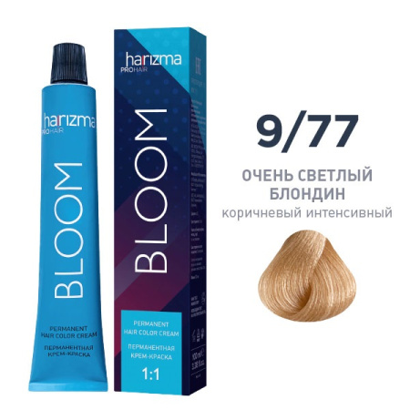 Крем-краска harizma PROhair Bloom 9/77 очень светлый блондин коричневый интенсивный, 100 мл