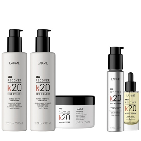 Набор для домашнего ухода Lakme k2.0 (шампунь, кондиционер, маска, маска с гиалур. кислотой, масло)