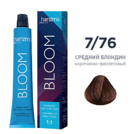 Крем-краска harizma PROhair Bloom 7/76 средний блондин коричнево-фиолетовый, 100 мл